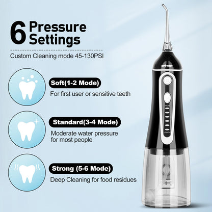 Water Dental Flosser Pick for Teeth,Grinest Cordless Water Dental pik Teeth Cleaner 7 Modes Rechargeable Oral Irrigator Portable IPX7 Waterproof Tooth flossing Cleaning for Home Travel-Black