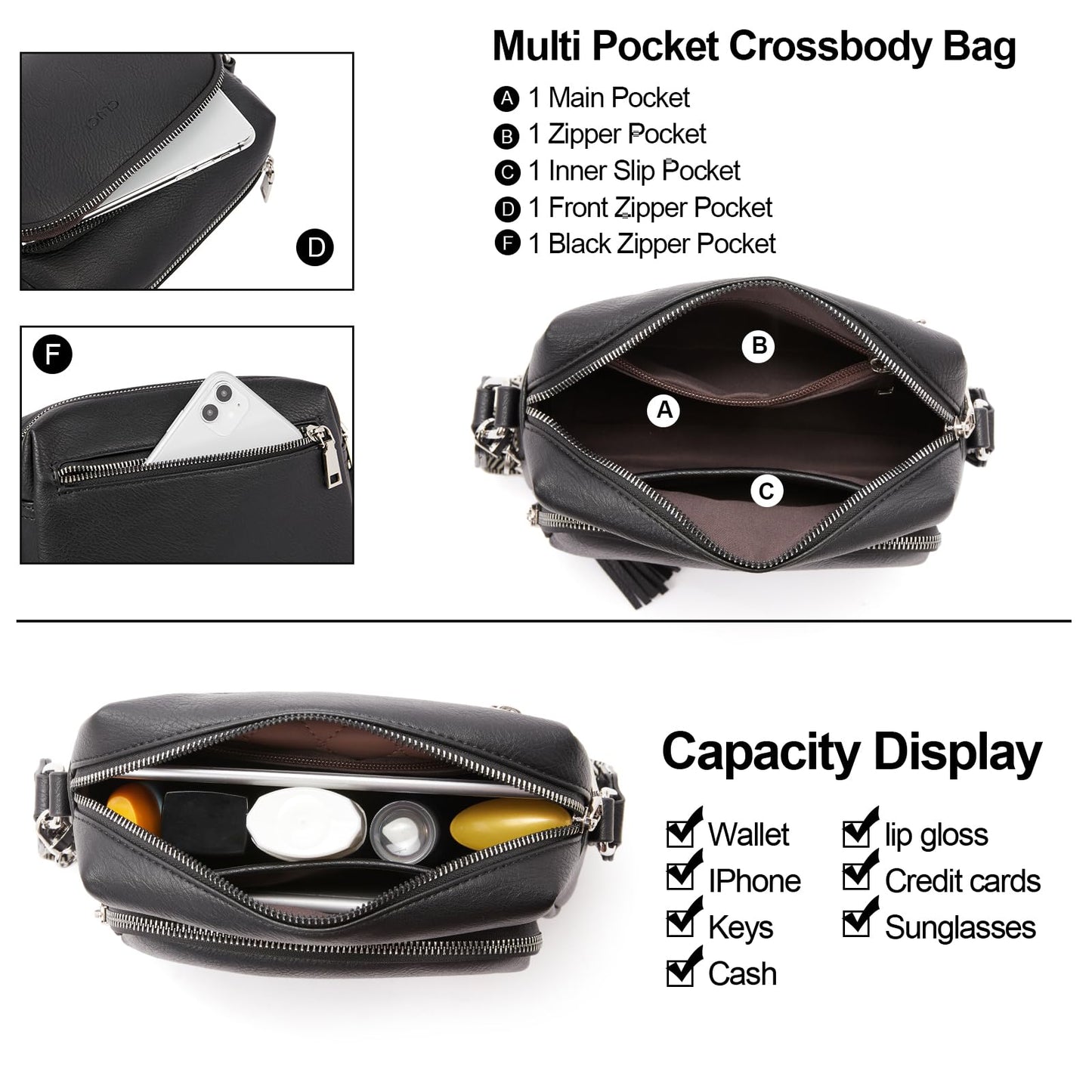 CLUCI Small Crossbody Purses for Women Trendy, Vegan Leather Women's Crossbody Handbags with Adjustable Wide Strap