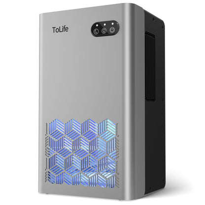 ToLife Dehumidifier, 95 OZ Water Tank, 1000 sq.ft Dehumidifiers for Home Bedroom Basement Bathroom with Auto Shut Off, 7 Colors LED Light,Silver
