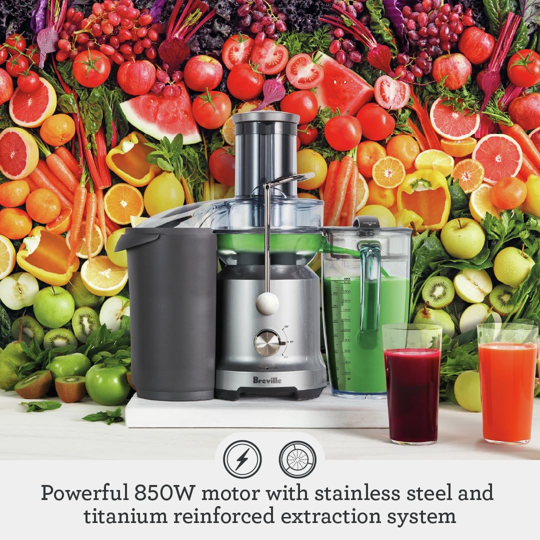 Breville RM-BJE430SIL Juicer Machine, Brushed Stainless Steel (Renewed)