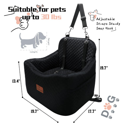 Dog Car Seats-Memory Sponge and Velvet Pet Booster Car Seat,Safety and Comfy,Ride Height 6" Elevated Enough to See Out The Window,Both Front and Back Seats Apply,Esay to Install and Clean.(H-Black)