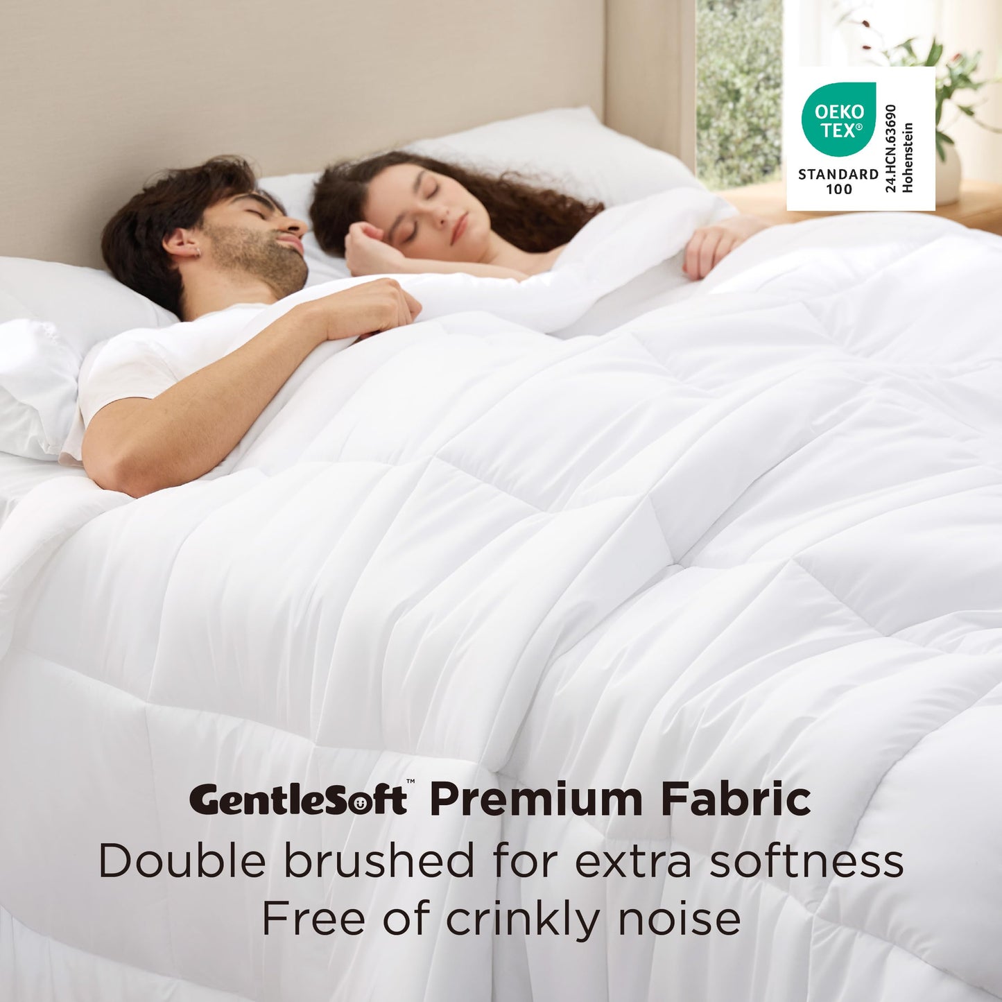 Bedsure Comforter Duvet Insert - Quilted Comforters Oversized King Size, All Season Duvet, GentleSoft Down Alternative Bedding, with 8 Tabs, Gifts for Women/Men, White, Oversized King 116 x 98 Inches
