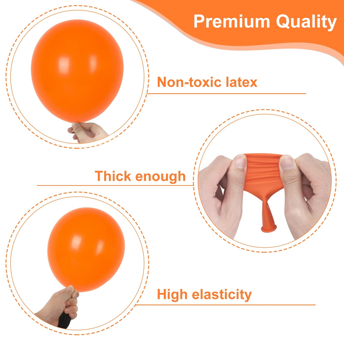 RUBFAC Orange Balloons Different Sizes 105pcs 5/10/12/18 Inch for Garland Arch, Premium Party Latex Balloons for Birthday Party, Baby Shower, Wedding, Gender Reveal, Graduation Party Decoration