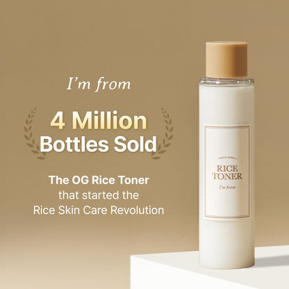 I'm from Rice Toner, Milky Toner for Glowing Skin, Korean Rice, Glow Essence with Niacinamide, Hydrating for Dry, Dull, Combination Skin, Vegan, Fragrance Free, Glass Skin 5.07 Fl Oz