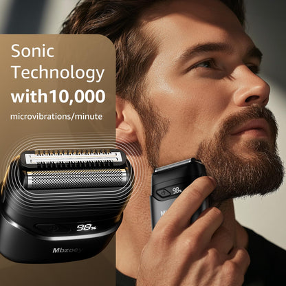 Electric Foil Shavers for Men, Mini Electric Razor, Compact Face Shaver, IPX7 Waterproof Wet Dry Cordless Razor, LED Display, USB-C Fast Rechargeable