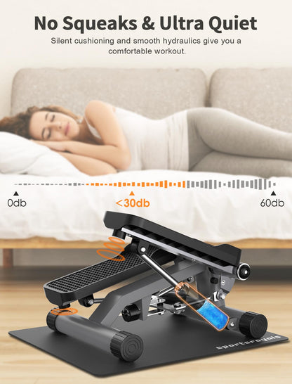 Sportsroyals, Mini Steppers for Exercise,Stair Stepper with Resistance Band, Hydraulic Fitness Stepper Exercise Home Workout Equipment for Full Body Workout, 330lbs Weight Capacity