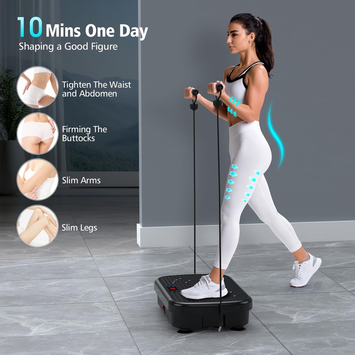 PUREROYI Vibration Plate Exercise Machine, Power Waver Vibration Plate Platform for Lymphatic Drainage Whole Body Vibration Plate Machine Helps Weight Loss Shaping Toning & Wellness Home Gyms Workout