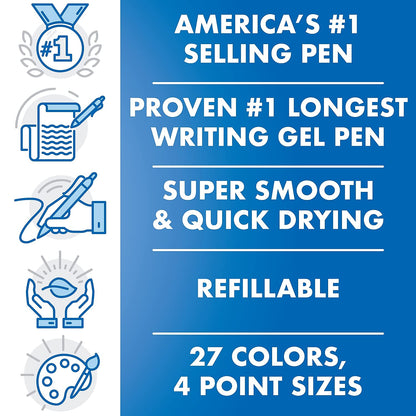 Pilot, G2 Premium Gel Roller Pens, Ultra Fine Point 0.38 mm, Pack of 12, Blue
