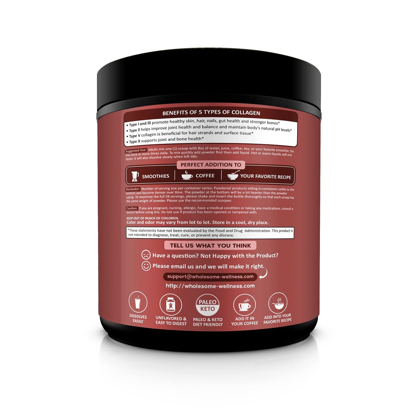 Multi Collagen Protein Powder Hydrolyzed (Type I II III V X) Grass-Fed All-in-One Super Bone Broth + Collagen Peptides - Premium Blend of Beef, Chicken, Wild Fish, Eggshell, 58 Servings, Unflavoured