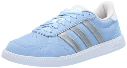 adidas Women's Breaknet Sleek Sneaker, Blue/Silver Metallic/Halo Blue, 7.5