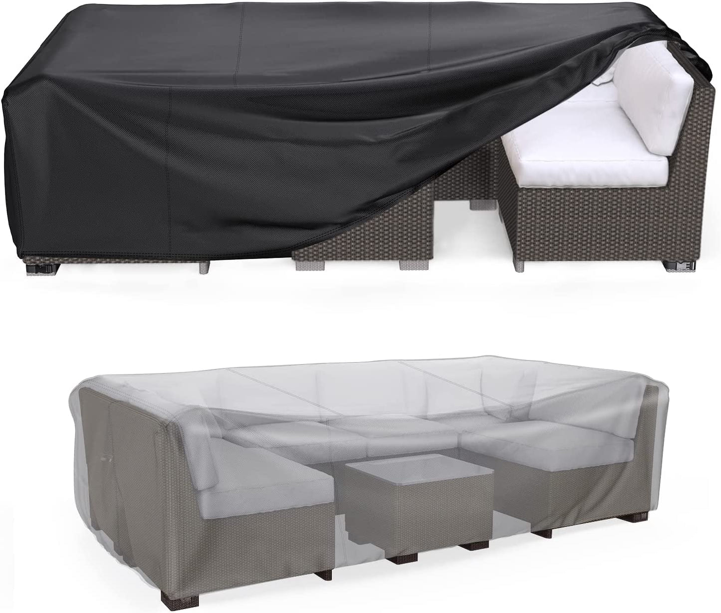 Mrrihand Patio Furniture Set Cover Waterproof, Outdoor Sectional Sofa Set Cover Heavy Duty 600D Table and Chair Set Cover 98" L× 78" W× 30" H