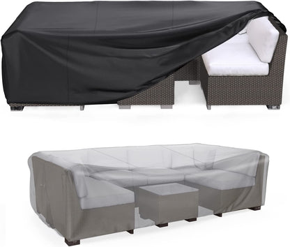 Mrrihand Patio Furniture Set Cover Waterproof, Outdoor Sectional Sofa Set Cover Heavy Duty 600D Table and Chair Set Cover 98" L× 78" W× 30" H