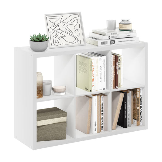 Furinno Cubicle Open Back Decorative Cube Storage Organizer, 6-Cube, White