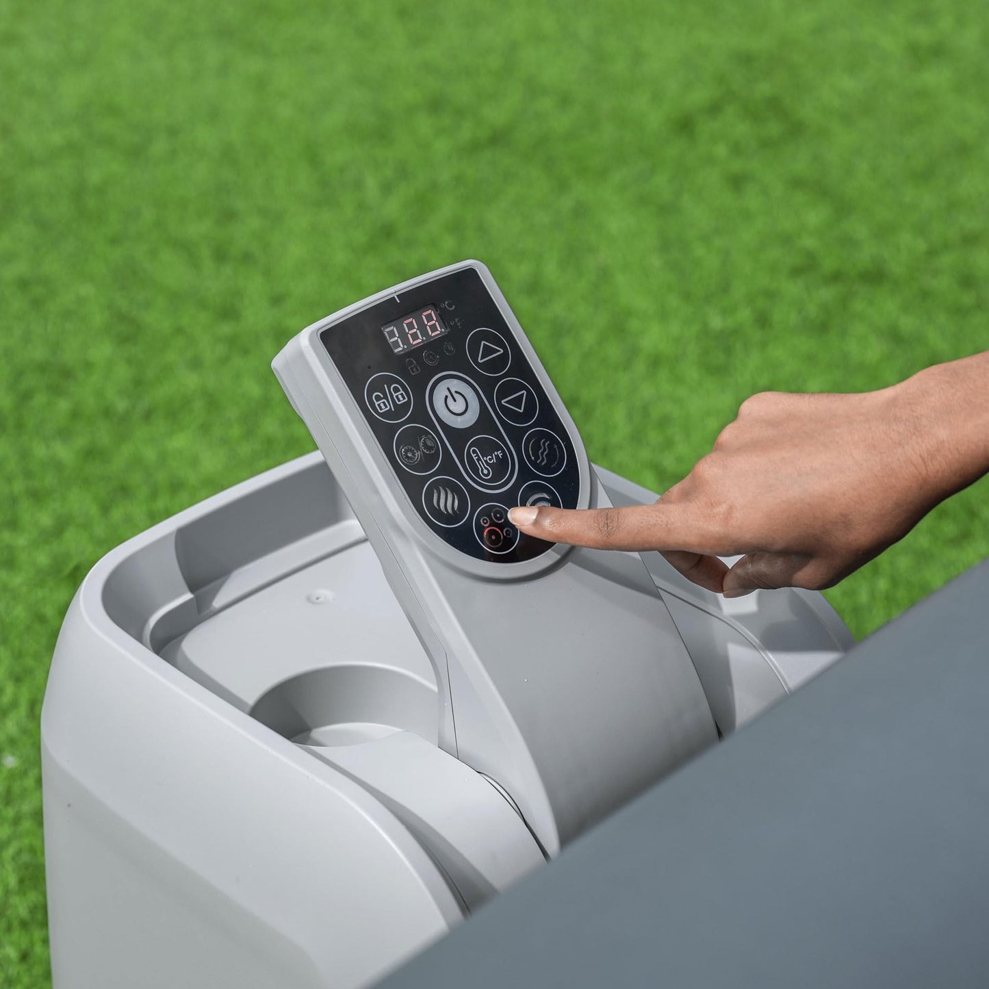 Coleman SaluSpa AirJet 4 to 6 Person Inflatable Hot Tub Square Portable Outdoor Spa with 114 Soothing AirJets and Insulated Cover, Gray