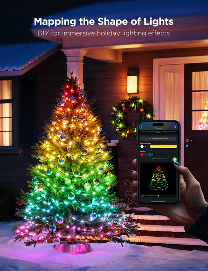 Govee Christmas Lights 2, RGBWIC 99FT 300LEDs Christmas Tree Lights with Shape Mapping Function, Smart Holiday String Lights for Christmas Decor, 130+ Preset Scenes, Voice and APP Control, Green Wire