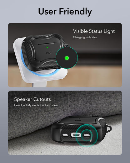 ESR for AirPods Pro 3 Case (2025), Compatible with Airpods Pro 3rd Generation Case (USB-C Cable), Magnetic Lid, MagSafe Ready, Powerful Drop Protection, Cyber Series, Black