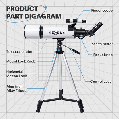 Telescope 80mm Aperture 600mm - Astronomical Portable Refracting Telescope Fully Multi-coated High Transmission Coatings AZ Mount with Tripod Phone Adapter, Wireless Control, Carrying Bag. Easy Set Up