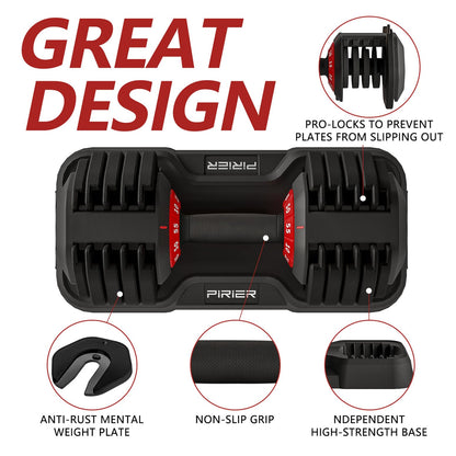 Adjustable Dumbbell 55LB Single Dumbbell Weight, 10-in-1 Weight Dumbbell with Anti-Slip Metal Handle and Bicep Supports for Comprehensive Full Body Strength Training