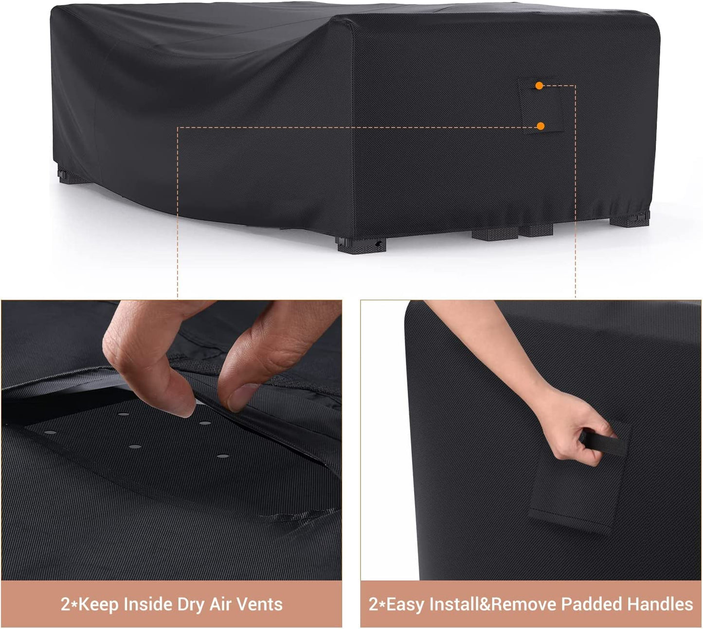 Mrrihand Patio Furniture Set Cover Waterproof, Outdoor Sectional Sofa Set Cover Heavy Duty 600D Table and Chair Set Cover 98" L× 78" W× 30" H