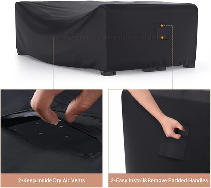 Mrrihand Patio Furniture Set Cover Waterproof, Outdoor Sectional Sofa Set Cover Heavy Duty 600D Table and Chair Set Cover 98" L× 78" W× 30" H