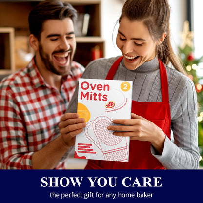 Kitsure Silicone Oven Mitts, Set of 2, Heat Resistant, Oven Gloves with Soft Lining, Non-Slip Kitchen Essentials, Kitchen Gadgets, Apartment Essentials, Great Gift for Cooking, Baking, Black