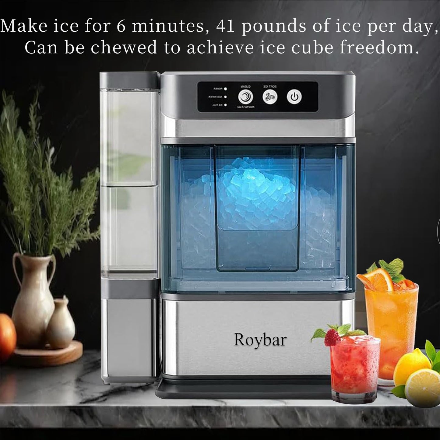 Large Capacity Ice Makers Countertop One-Click Operation Self-Cleaning Portable Ice Maker 41lbs/24H with There is A Detachable 3L Water Tank Ice Machine for Home,Bar,Office