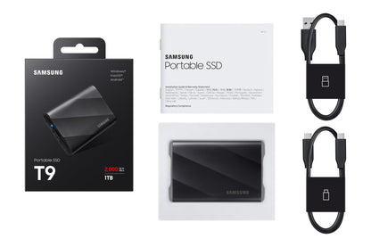 Samsung T9 Portable SSD 2TB, USB 3.2 Gen 2x2 External Solid State Drive, Seq. Read Speeds Up to 2,000MB/s for Gaming, Students and Professionals, MU-PG2T0B/AM, Black