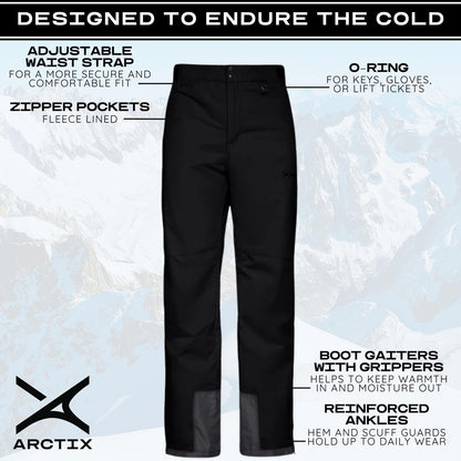 Arctix Men's Essential Snow Pants, Black, Medium