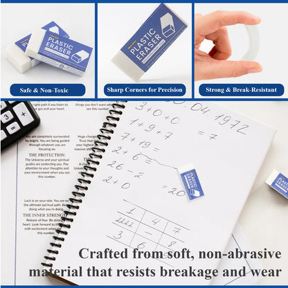 Realzeva White Eraser, 8-Pack Bulk Erasers for Classroom,White Erasers for School, Classroom Must Haves & Back to School Supplies Eraser, Latex-Free & No Crumbling, Gomas De Borrar Escolares.