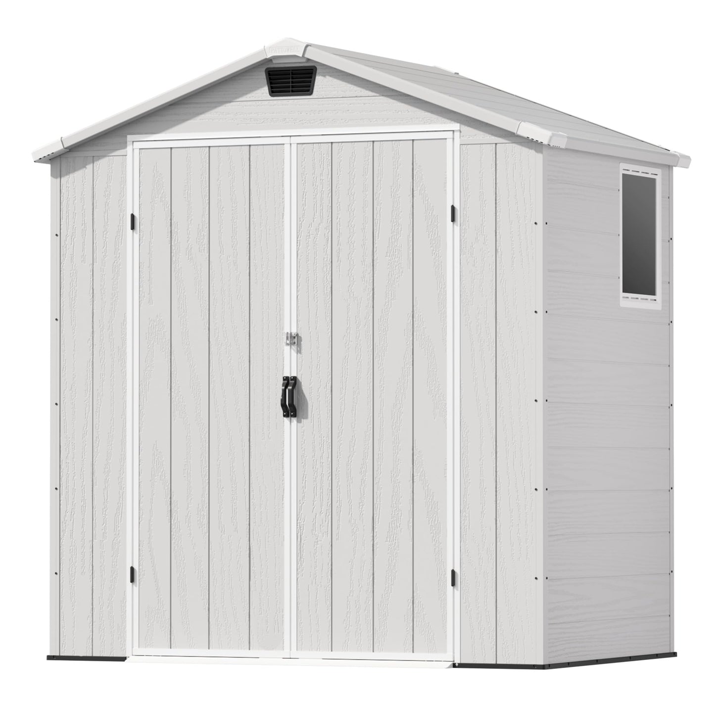 Patiowell 6 x 4 FT Plastic Outdoor Storage Shed with Floor, Resin Outside Tool Shed with Window and Lockable Door for Garden, Backyard, Tool Storage Use, Easy to Install, Light Grey