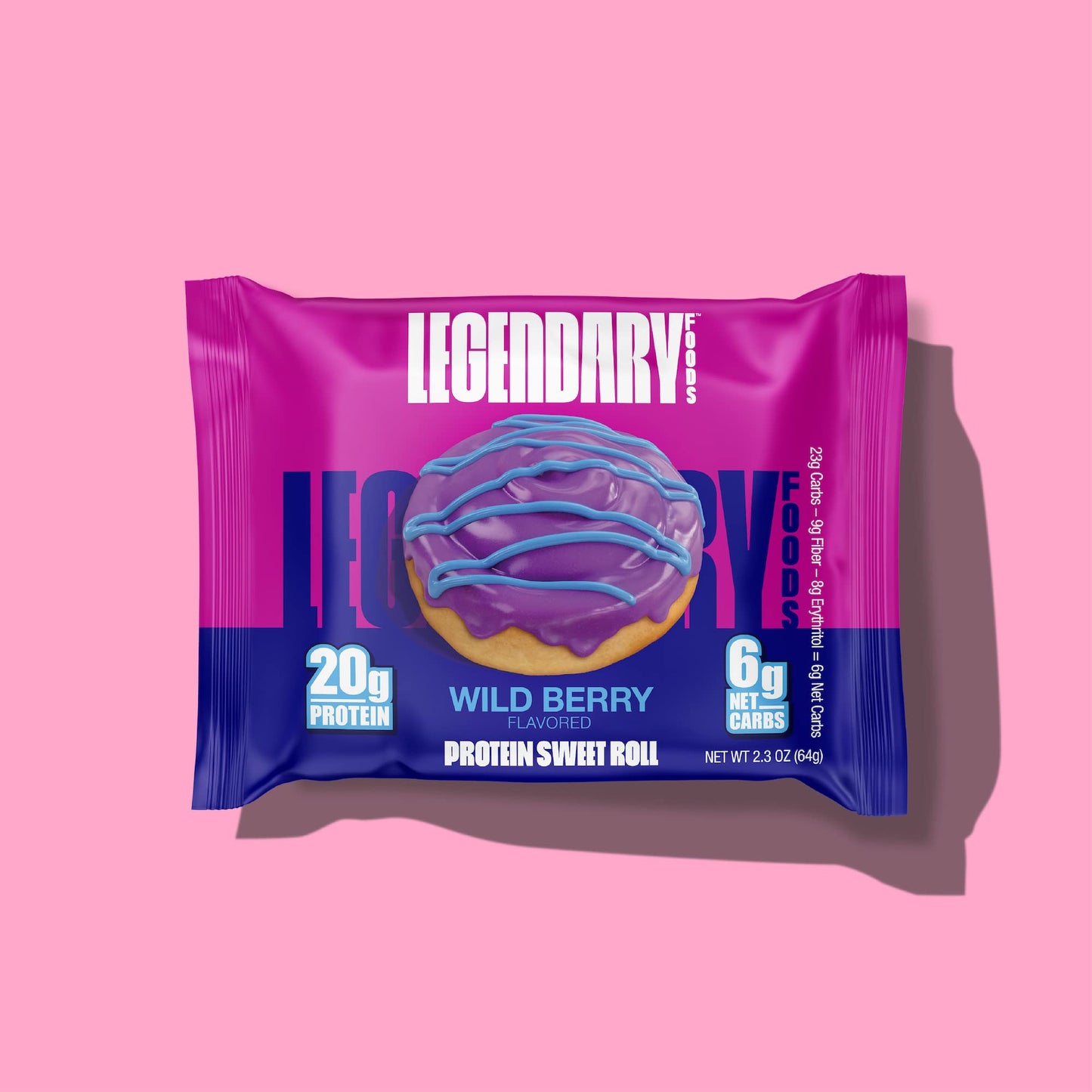 Legendary Foods 20g Protein Wild Berry Sweet Roll - Premium High Protien Bars, Low Carb Meal Replacement Snack, Low Glycemic Index, Gluten Free Snacks - Zero Sugar, Keto and Diabetic Friendly 10-Pack