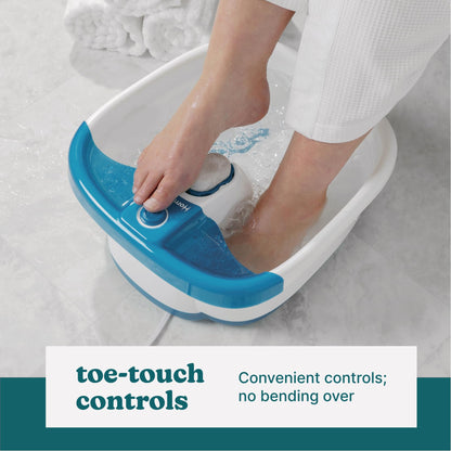 Homedics Bubble Mate Foot Spa, Toe Touch Controlled Foot Bath with Invigorating Bubbles and Splash Proof, Raised Massage Nodes and Removable Pumice Stone