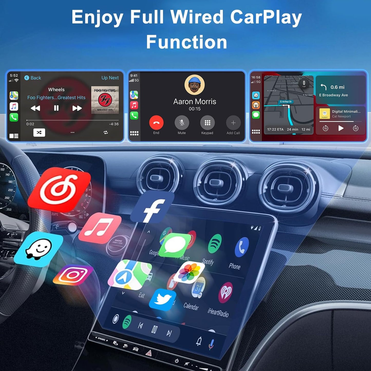 CarPlay Wireless Adapter, Converts Factory Wired CarPlay to Wireless, 2024 Upgrade Wireless Carplay Adapter for Cars from 2015 & iPhone iOS 10+