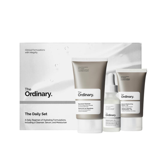 The Ordinary The Daily Set, Daily Skincare Routine with Squalane Cleanser, Hyaluronic Acid 2% + B5, and Natural Moisturizing Factors + HA | Skin Care Set