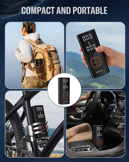 Tire Inflator Portable Air Compressor, 160PSI Air Pump for Car Tires, 5X Faster Inflation Air Compressor with Tire Gauge Pressure, Tire Pump with LED for Car, Motorcycle, Bicycle and Ball