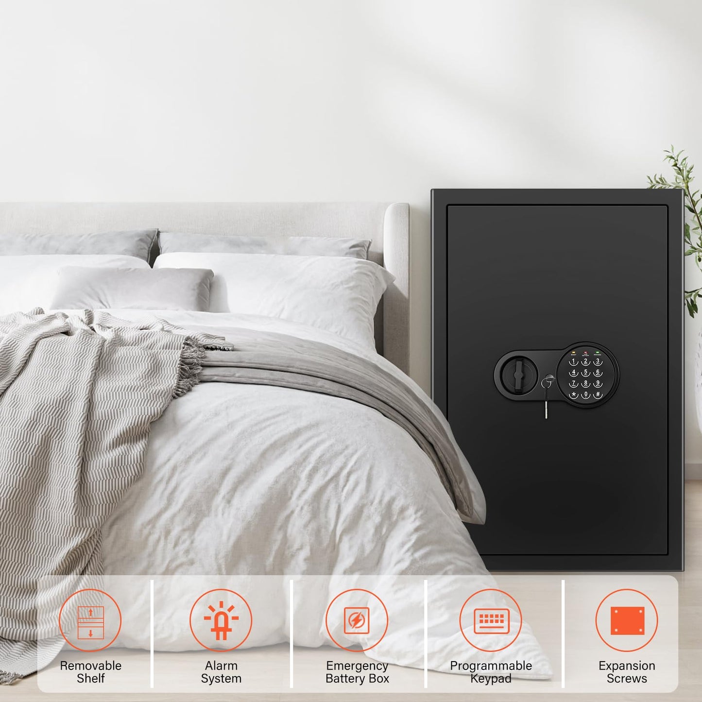 Mitlvge 23.62'' Tall Extra Large Home Safe Box, Safe with Fireproof Waterproof Document Bag, Digital Keypad and 3 Removable Steel Shelves, Security Box for Money Medicines Jewelry Valuables