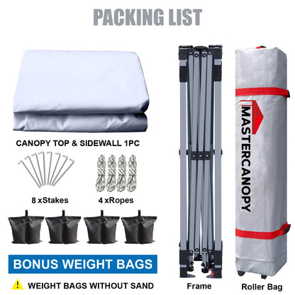 MASTERCANOPY Durable Pop-up Canopy Tent with 1 Sidewall (10'x10',White)