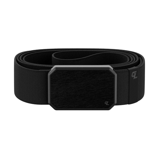 Groove Life Groove Belt Black/Black - Men's Stretch Nylon Belt with Magnetic Aluminum Buckle, Lifetime Coverage - Medium (33-36")