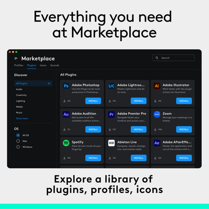 Logitech MX Creative Console, 9 Customizable LCD Keys, Stream Deck Accessories,Connectivity Technology USB-C, Control Dial for Graphic Design, Zoom, Spotify - Graphite, 3-Month Adobe Cloud Membership
