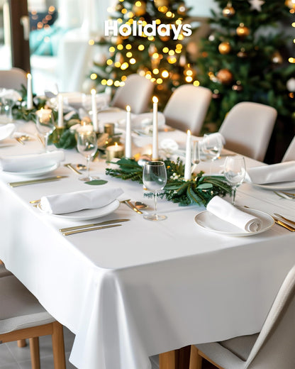 Pureegg Plastic Table Cloth Disposable 10 Pack, 54 x 72 Inch Table Cloths, Party, Picnic, Wedding, Decorative Tablecloths, Rectangle, White Plastic Cover, Leakproof & Sturdy, White