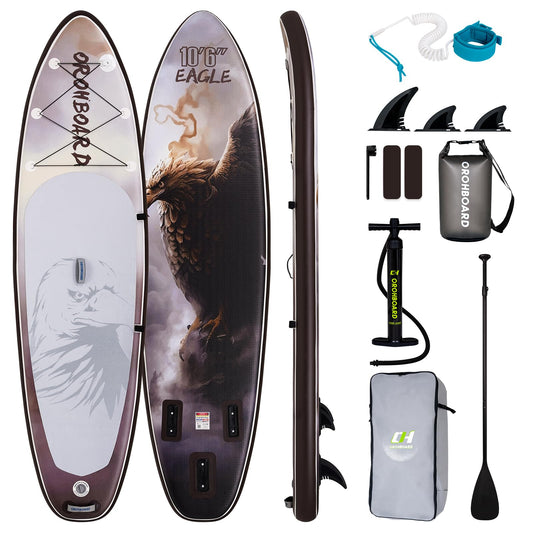 OROHBOARD 10’6 Inflatable Stand Up Paddle Board with Premium Paddleboards Accessories, Wide Stable Designed SUP Paddleboard for Adults & Youth. (Eagle)