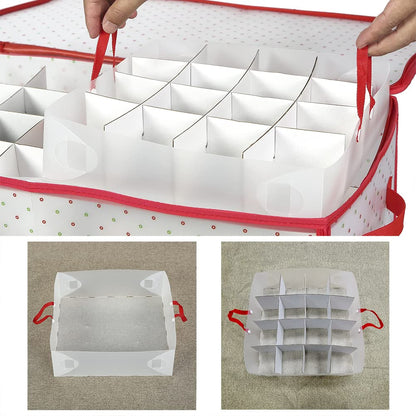 Sattiyrch Plastic Christmas Ornament Storage Box with Dual Zipper Closure - Box Contributes Slots for 128 Holiday Ornaments 3 Inch - Keeps 128 Xmas Holiday Ornaments (128)