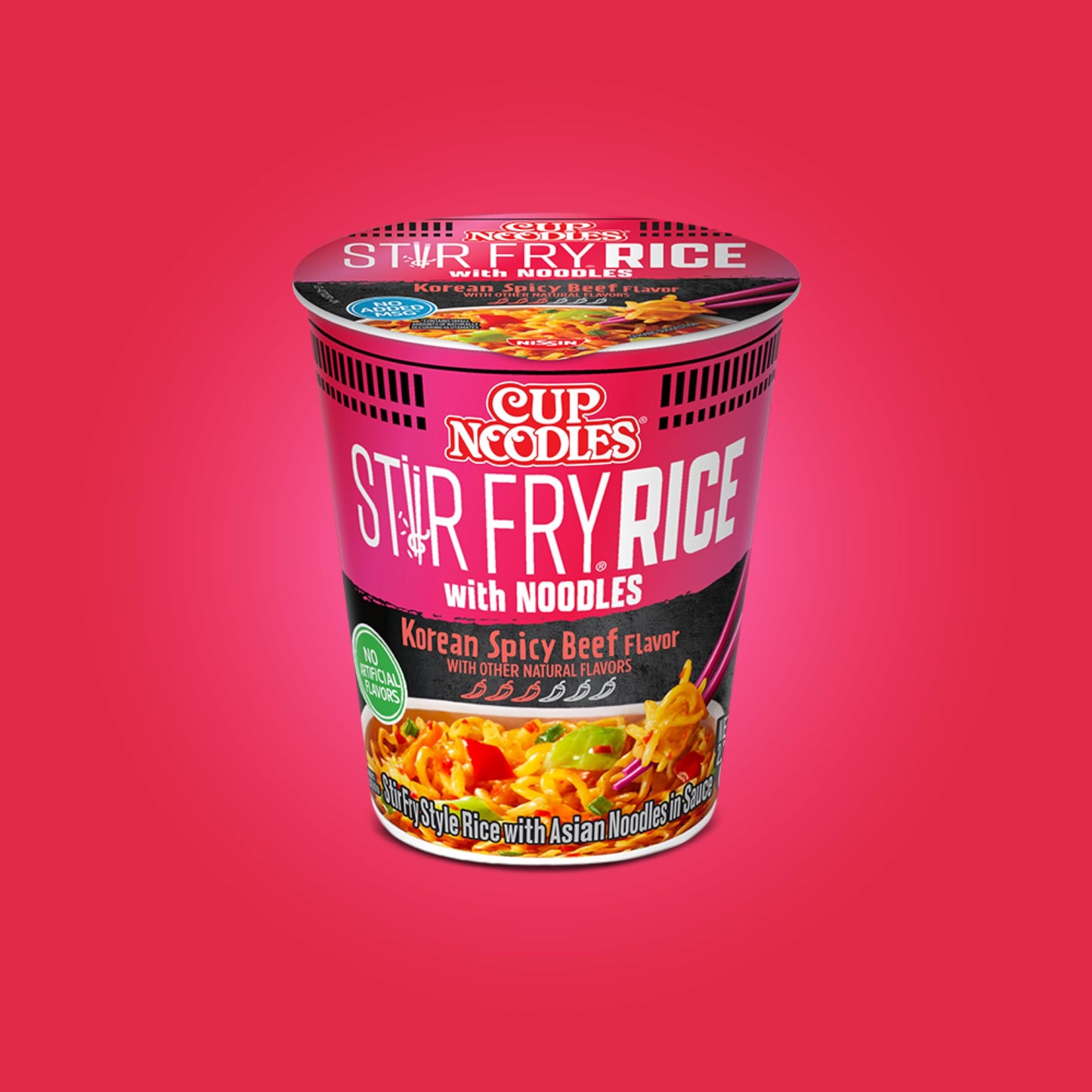 Nissin Cup Noodles Stir Fry Rice with Noodles, Spicy Beef Flavor, 2.68 Ounce (Pack of 6)