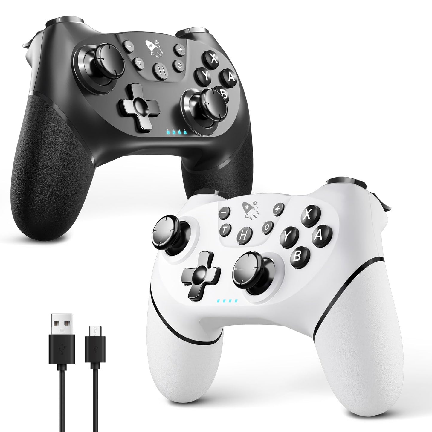 AceGamer Wireless Pro Controller for Nintendo Switch/Lite/OLED/Switch 2/PC, 2 pack, Dual Vibration/Turbo/Ergonomic ! (Black&White)