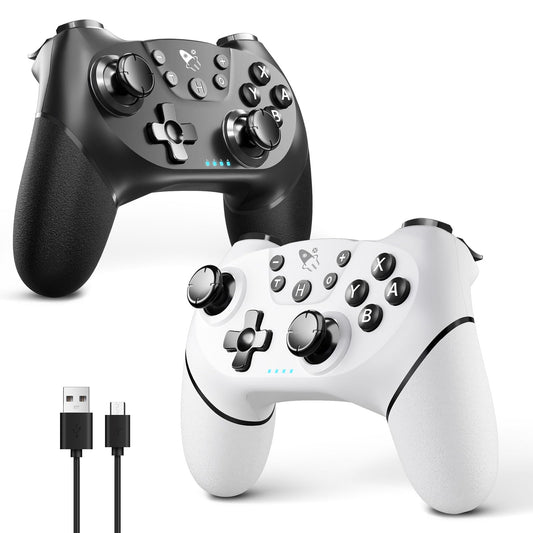 AceGamer Wireless Pro Controller for Nintendo Switch/Lite/OLED/Switch 2/PC, 2 pack, Dual Vibration/Turbo/Ergonomic ! (Black&White)