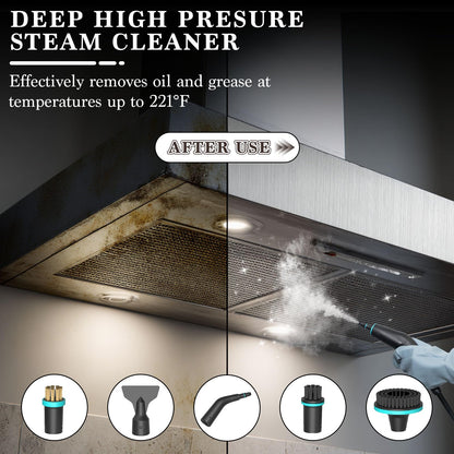 Steam Cleaner,15s Heat-Up 42.27oz Tank,2500w Handheld Steam Cleaner for Home with 15 pcs Accessories,Portable Steamer for Cleaning,kitchens,Grease,bathrooms,Grout,Tile,Bed Bugs,Floor,Couch and Car