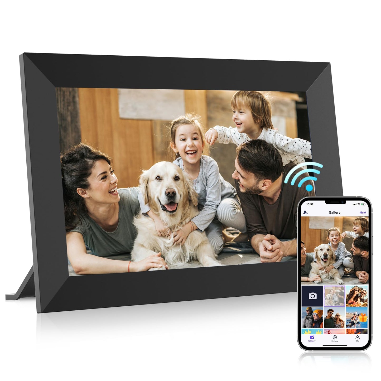 Uhale Digital Picture Frame 32GB Storage 10.1 Inch WiFi Electronic Photo Frames SD Card Slot IPS Touch Screen HD Display Auto Rotate Slideshow Share Videos Photos Instantly Send Wishes Remotely