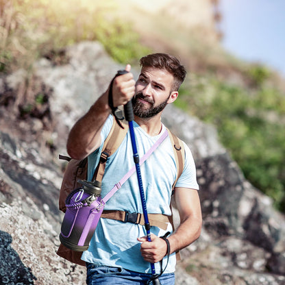 DYSANKY Insulated Water Bottle | Thickened Stainless Steel Vacuum Metal Thermos | Portable Sports Half Gallon Large Water Jug for Gym and Hiking with Straw, Carrier Bag, Handle Strap | BPA-Free 64 oz