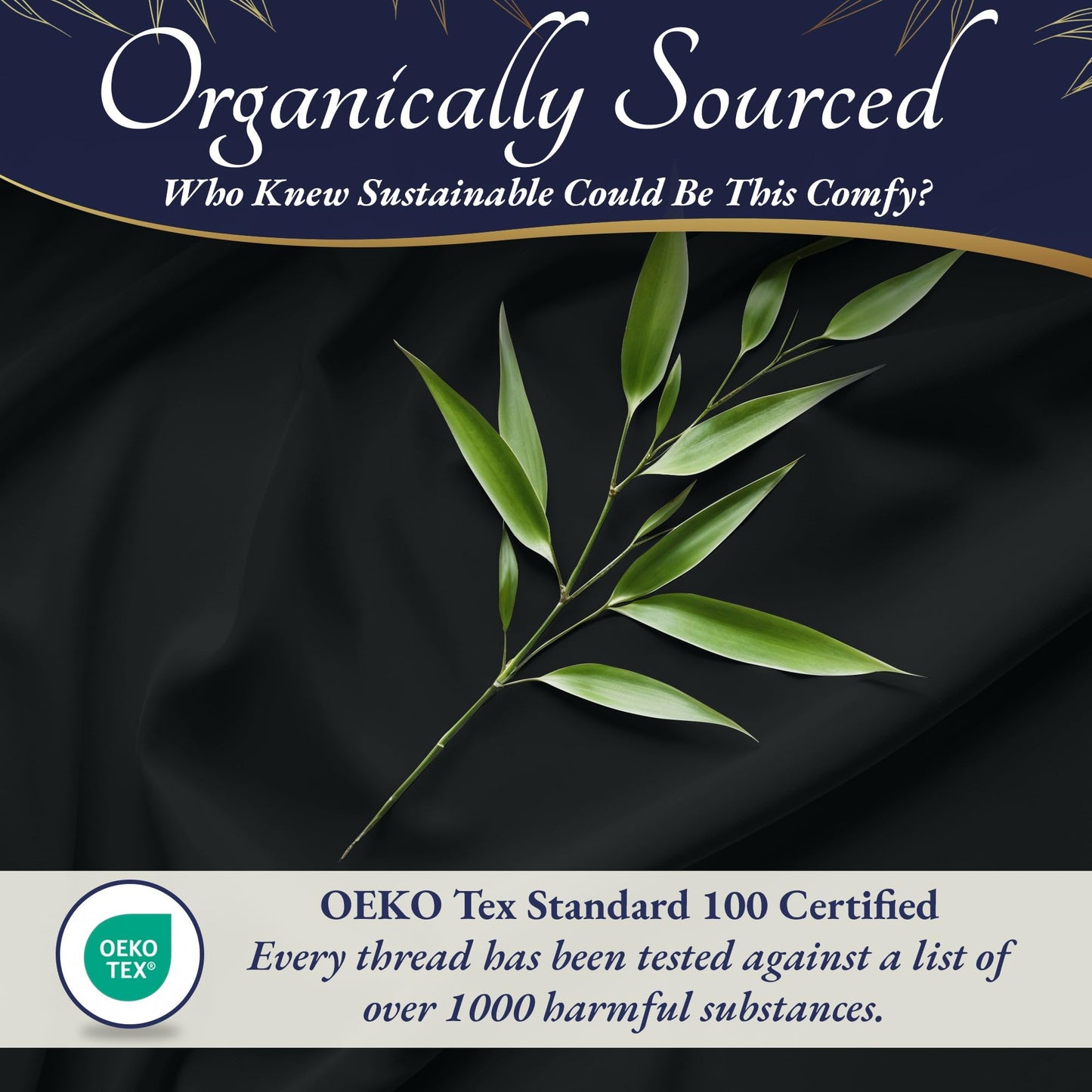 DECOLURE 100% Organic Viscose Derived from Bamboo Sheets Full Size 4pcs - Ultra Soft & Luxuriously Cooling, 17" Deep Pocket, Double Stitching, Perfect for Hot Sleepers - Full Bed Sheets (Black)