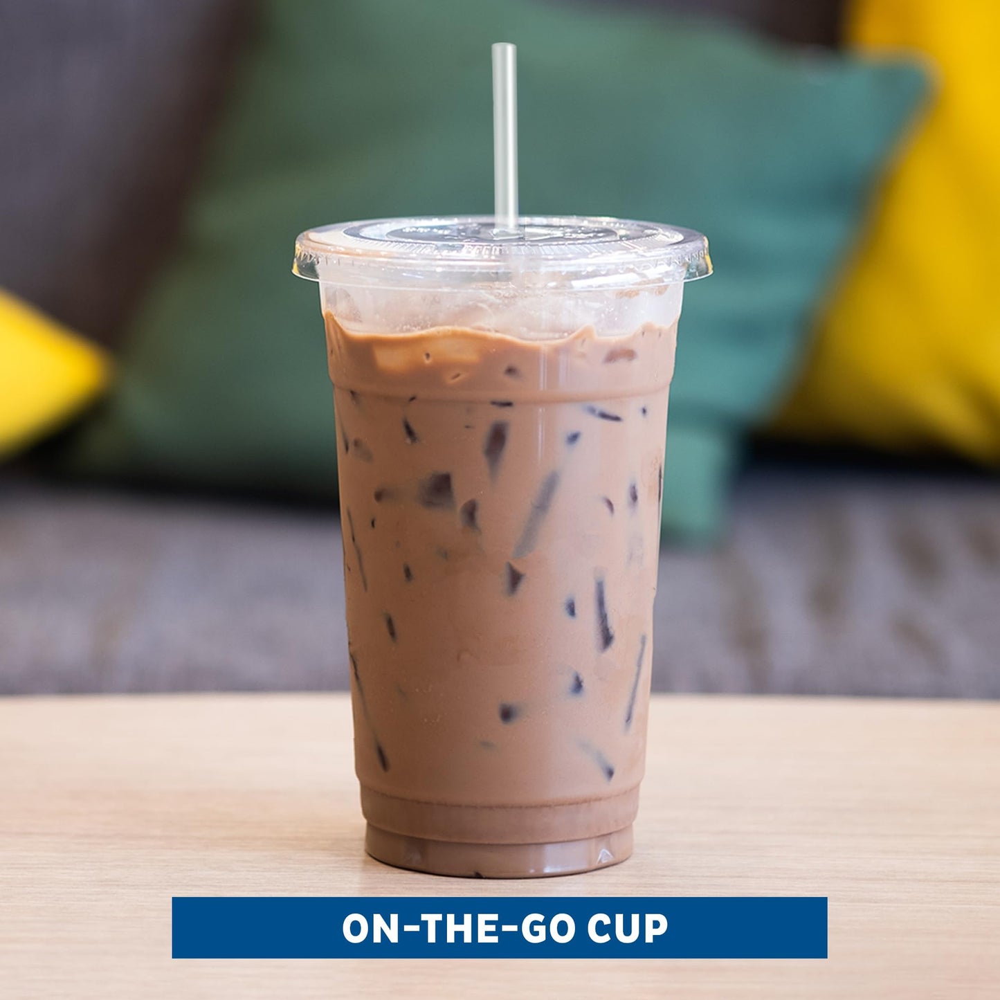 Freshware Clear Plastic Cups with Flat Lids and Straws [100 Cups - 20 oz] Disposable Tumblers for Iced Coffee, Smoothie, Milkshake, Cold Drinks